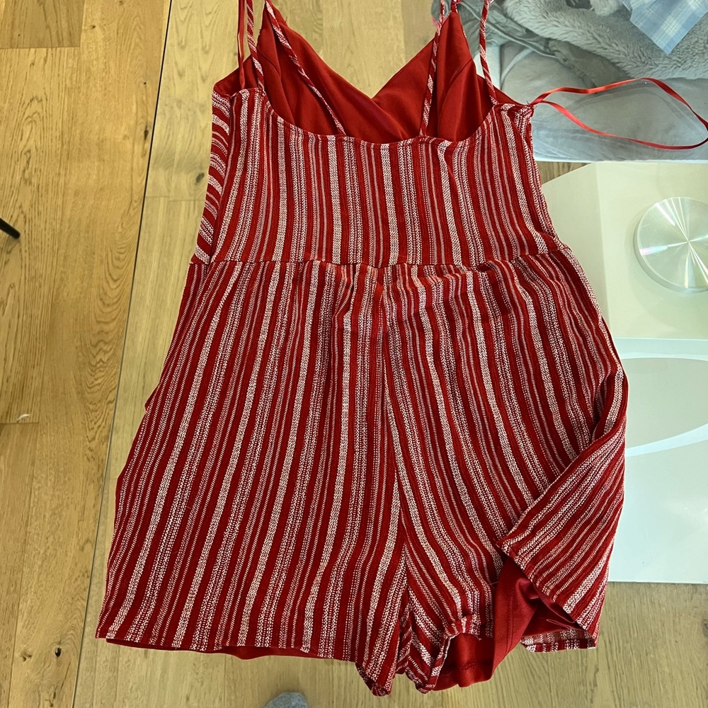 Red Striped Romper - Picture 2 of 4